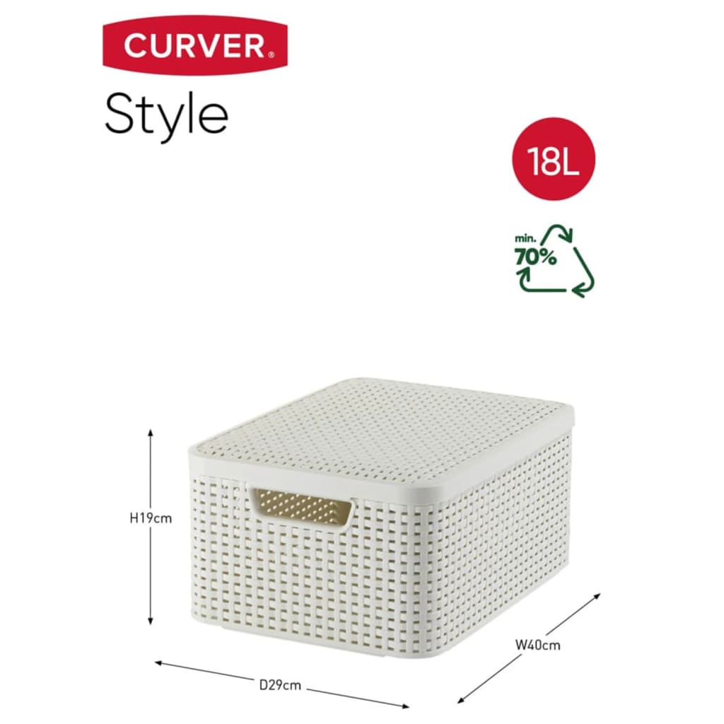 Curver Aufbewahrungsbox mit Deckel Style M 18L Cremeweiß