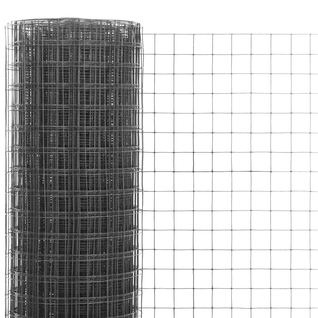 Drahtzaun Stahl mit PVC-Beschichtung 25x0,5 m Grau