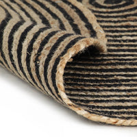 Thumbnail for Teppich Handgefertigt Jute mit Spiralen-Design Schwarz 90 cm