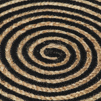 Thumbnail for Teppich Handgefertigt Jute mit Spiralen-Design Schwarz 90 cm