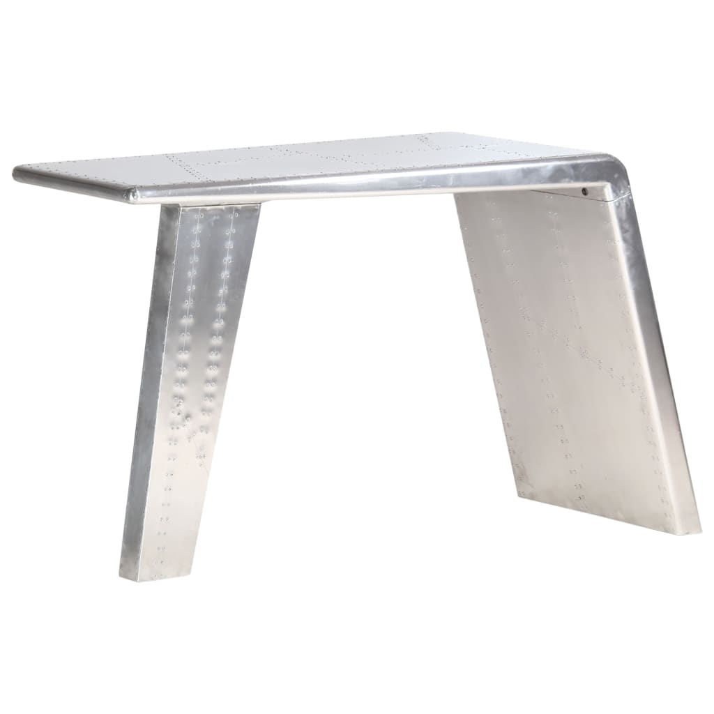 Schreibtisch Flugzeugflügel-Optik Silbern 112x50x76 cm Metall