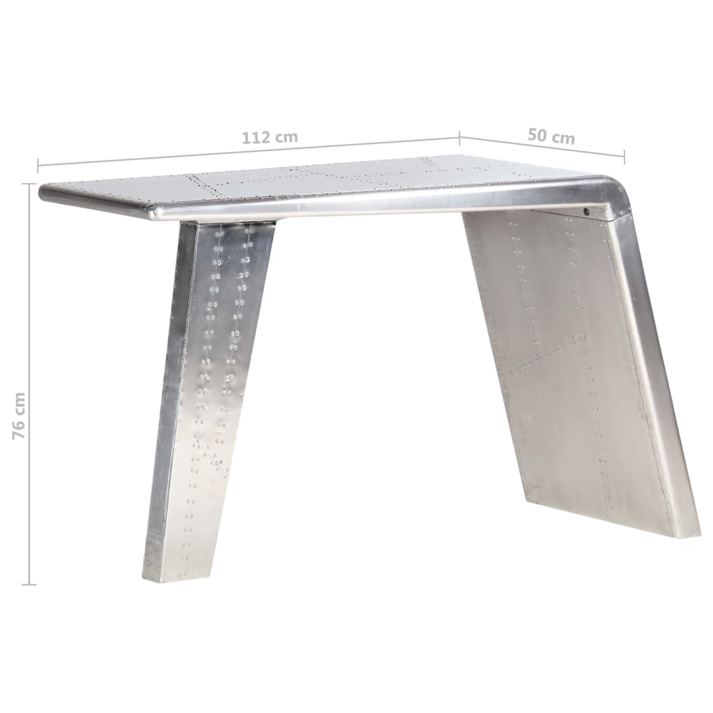 Schreibtisch Flugzeugflügel-Optik Silbern 112x50x76 cm Metall