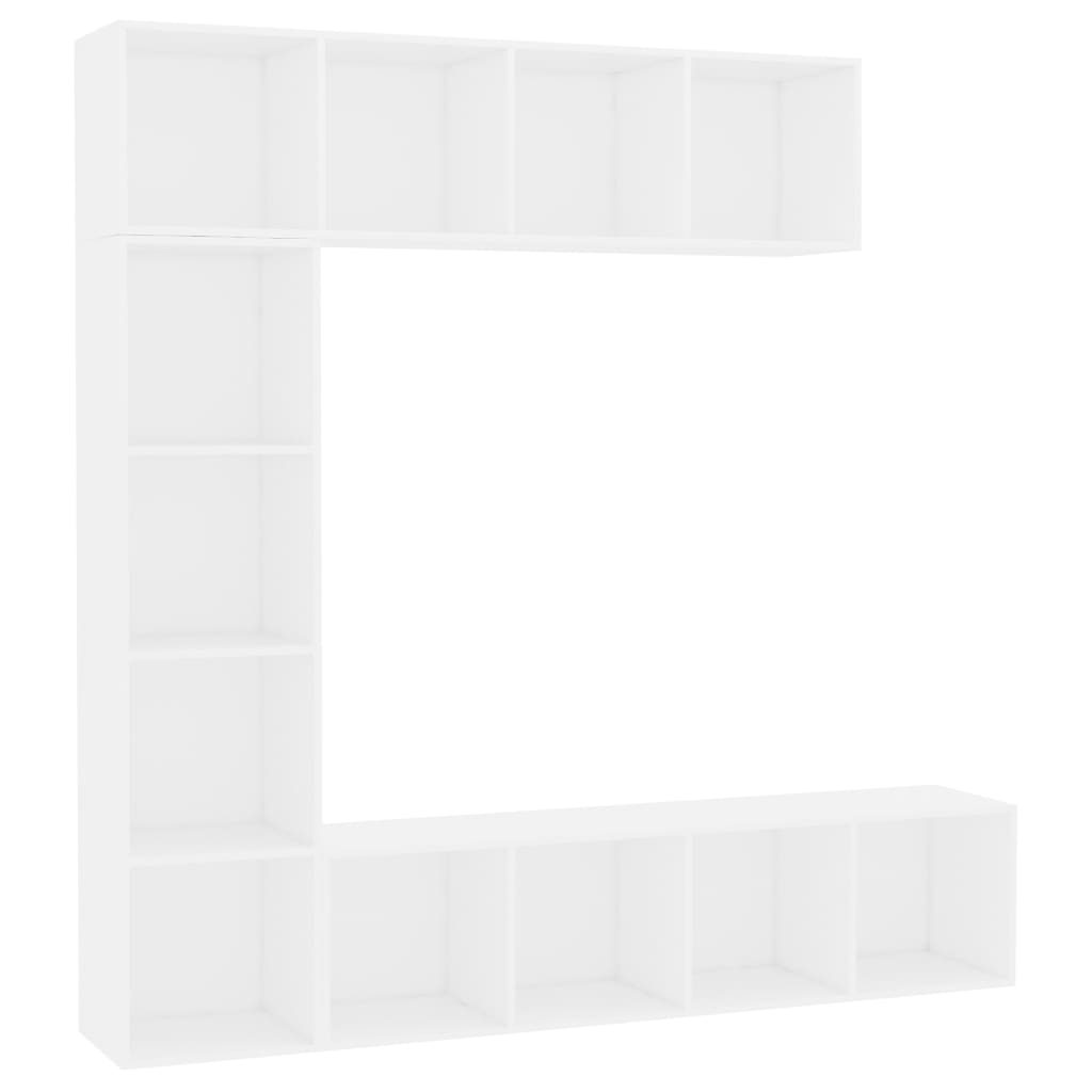 3-tlg. Bücher-/TV-Schrank Set Weiß 180×30×180 cm