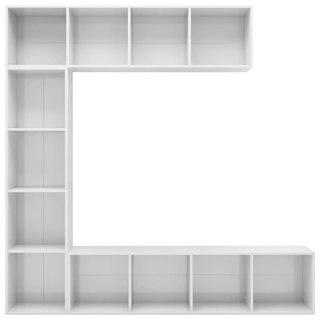 3-tlg. Bücher-/TV-Schrank Set Hochglanz-Weiß 180x30x180 cm