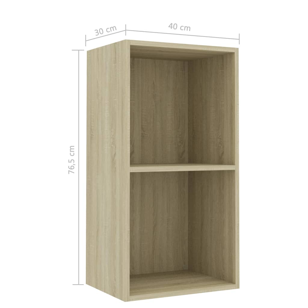 Bücherregal 2 Fächer Sonoma-Eiche 40x30x76,5 cm Holzwerkstoff