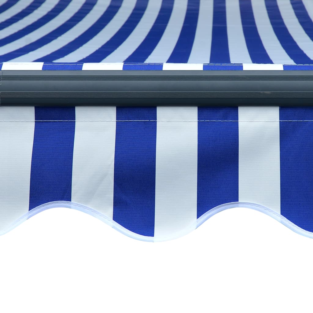 Markise mit Windsensor & LED 450x300cm Blau und Weiß