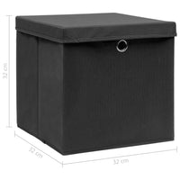 Thumbnail for Aufbewahrungsboxen mit Deckeln 10 Stk. Schwarz 32x32x32cm Stoff