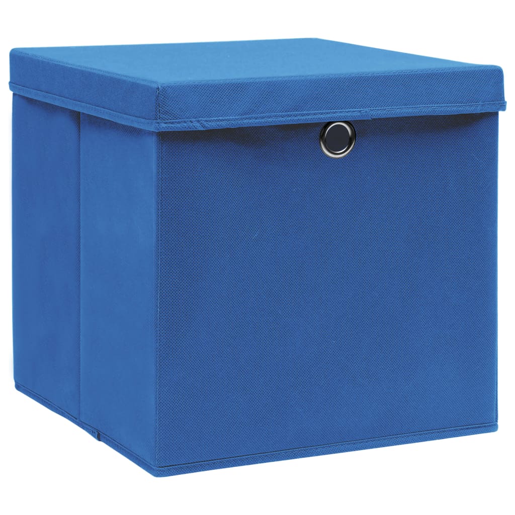 Aufbewahrungsboxen mit Deckeln 10 Stk. Blau 32x32x32 cm Stoff