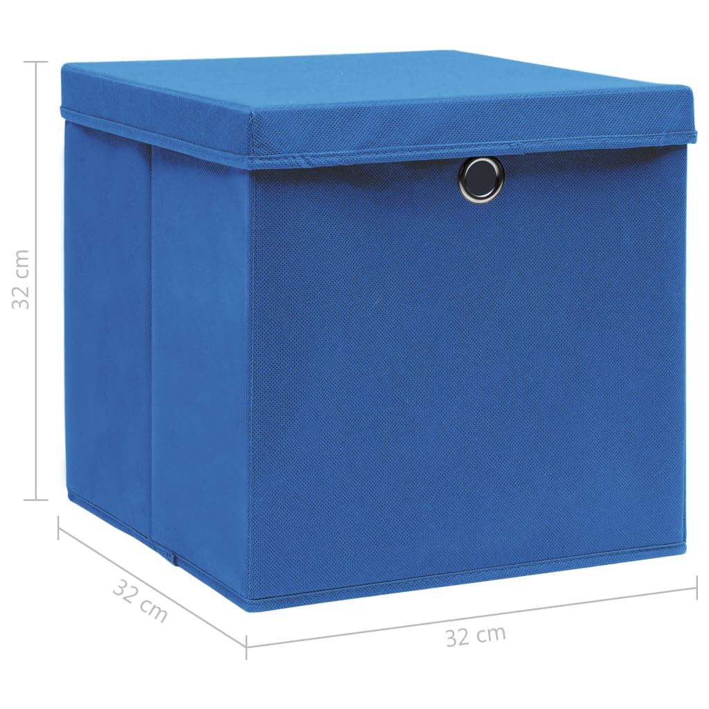 Aufbewahrungsboxen mit Deckeln 10 Stk. Blau 32x32x32 cm Stoff