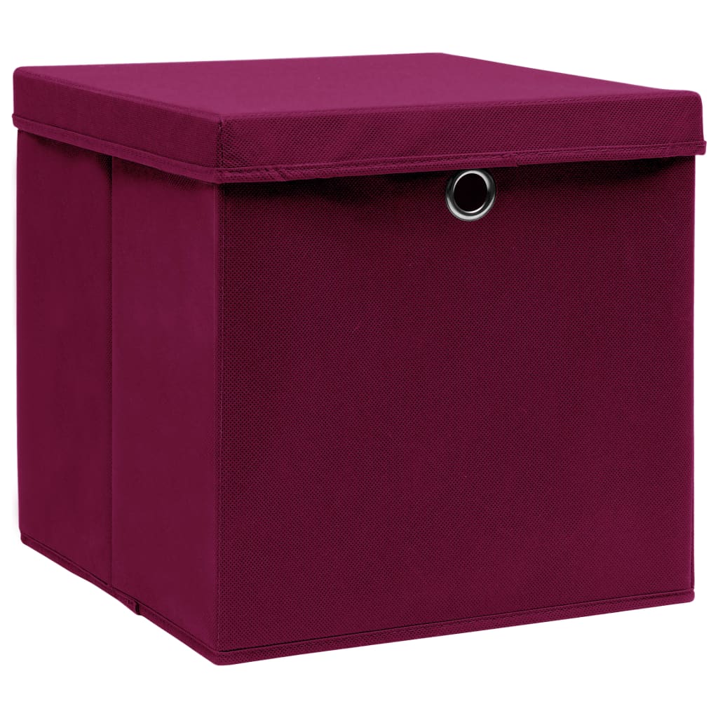 Aufbewahrungsboxen mit Deckeln 10 Stk. Dunkelrot 32x32x32cm