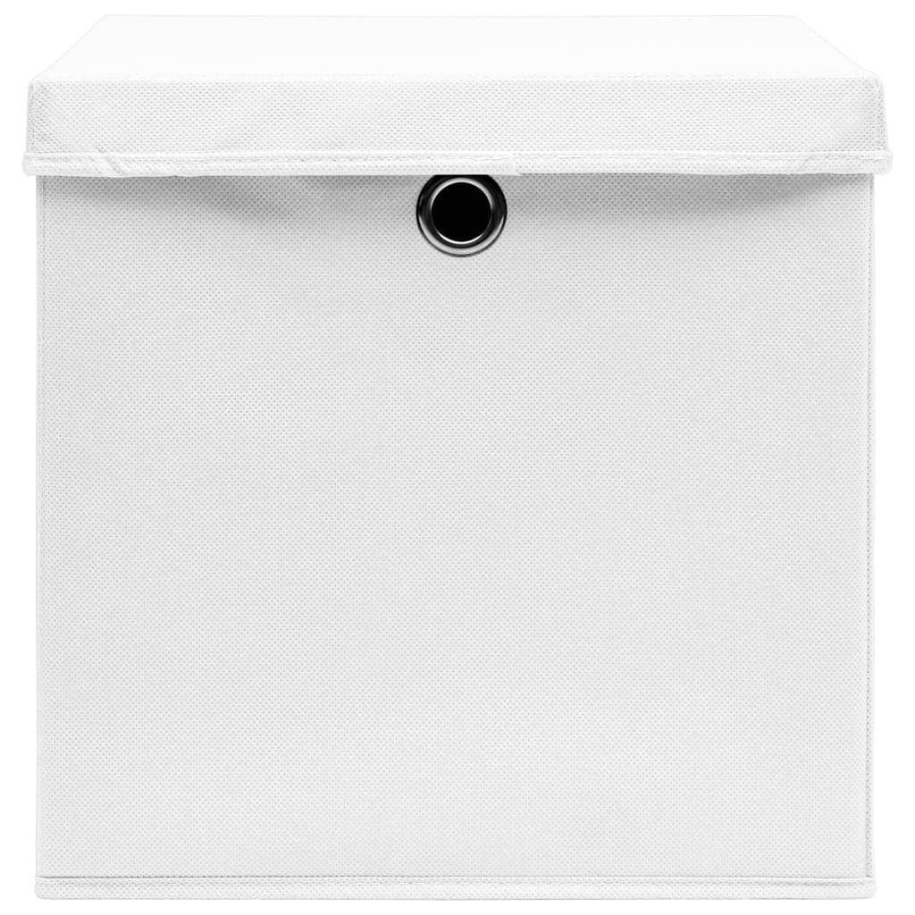 Aufbewahrungsboxen mit Deckeln 10 Stk. Weiß 32x32x32 cm Stoff