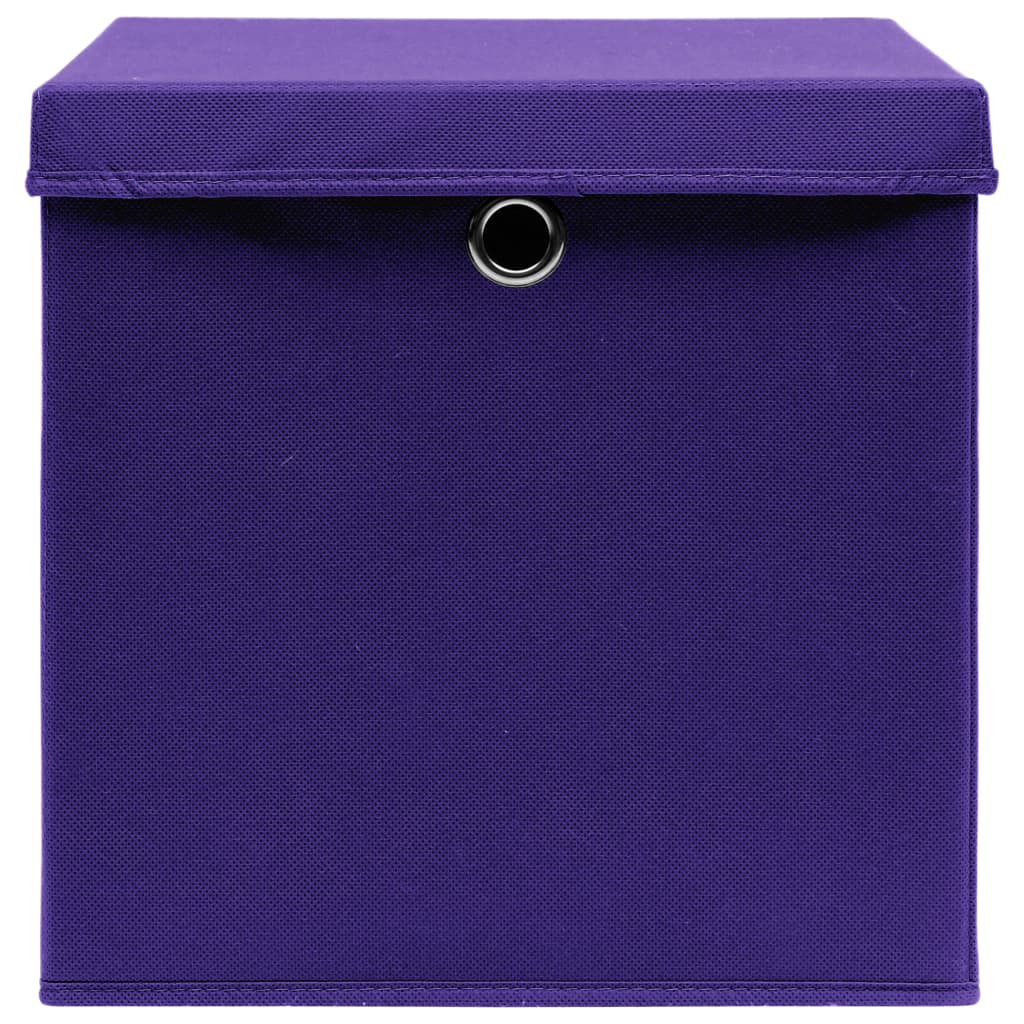 Aufbewahrungsboxen mit Deckeln 4 Stk. Lila 32x32x32 cm Stoff