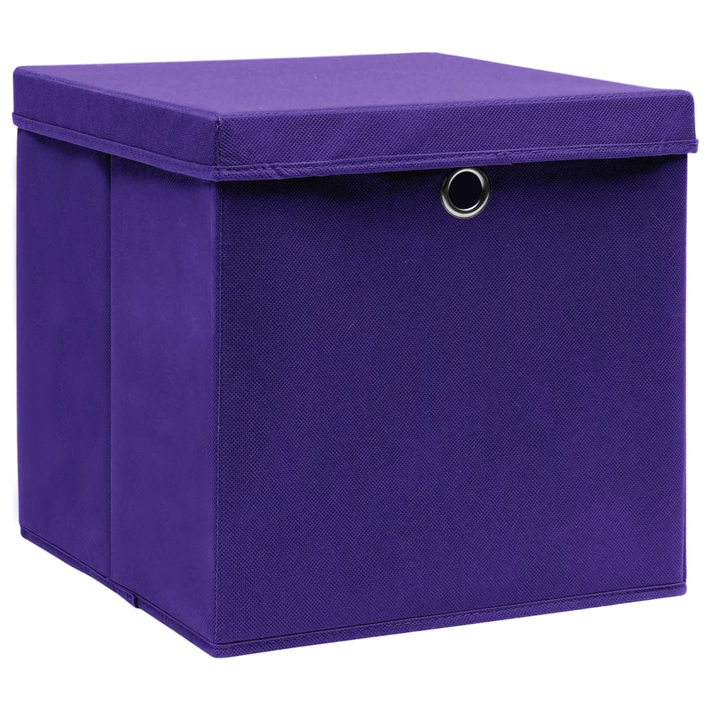 Aufbewahrungsboxen mit Deckeln 10 Stk. Lila 32x32x32 cm Stoff