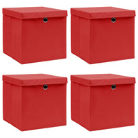 Thumbnail for Aufbewahrungsboxen mit Deckeln 4 Stk. Rot 32x32x32 cm Stoff