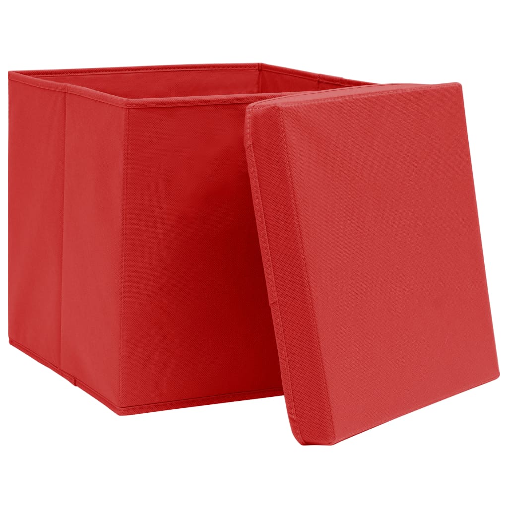 Aufbewahrungsboxen mit Deckeln 4 Stk. Rot 32x32x32 cm Stoff