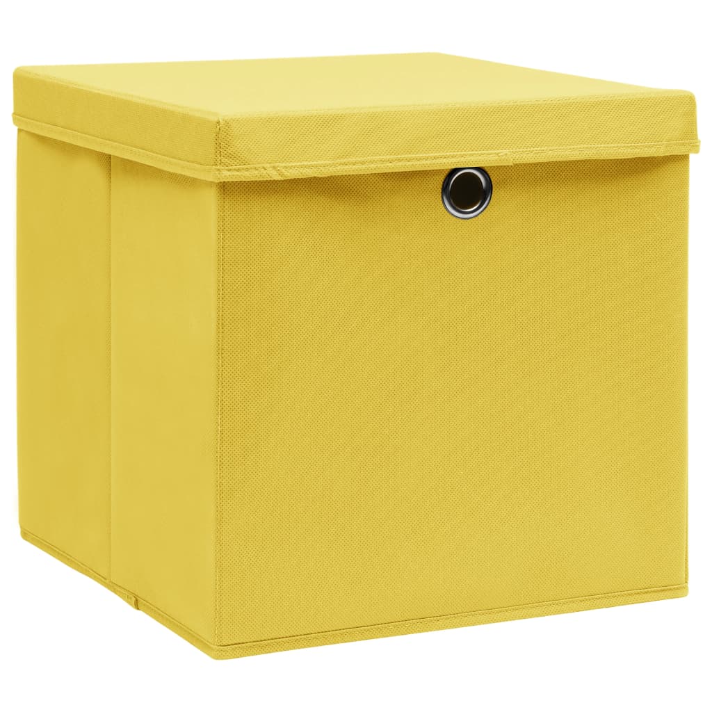 Aufbewahrungsboxen mit Deckeln 4 Stk. Gelb 32x32x32 cm Stoff