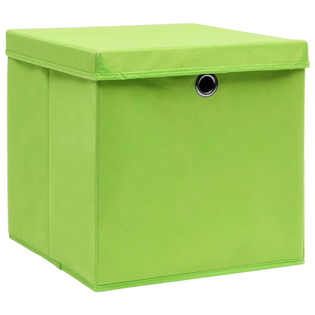 Aufbewahrungsboxen mit Deckeln 4 Stk. Grün 32x32x32 cm Stoff