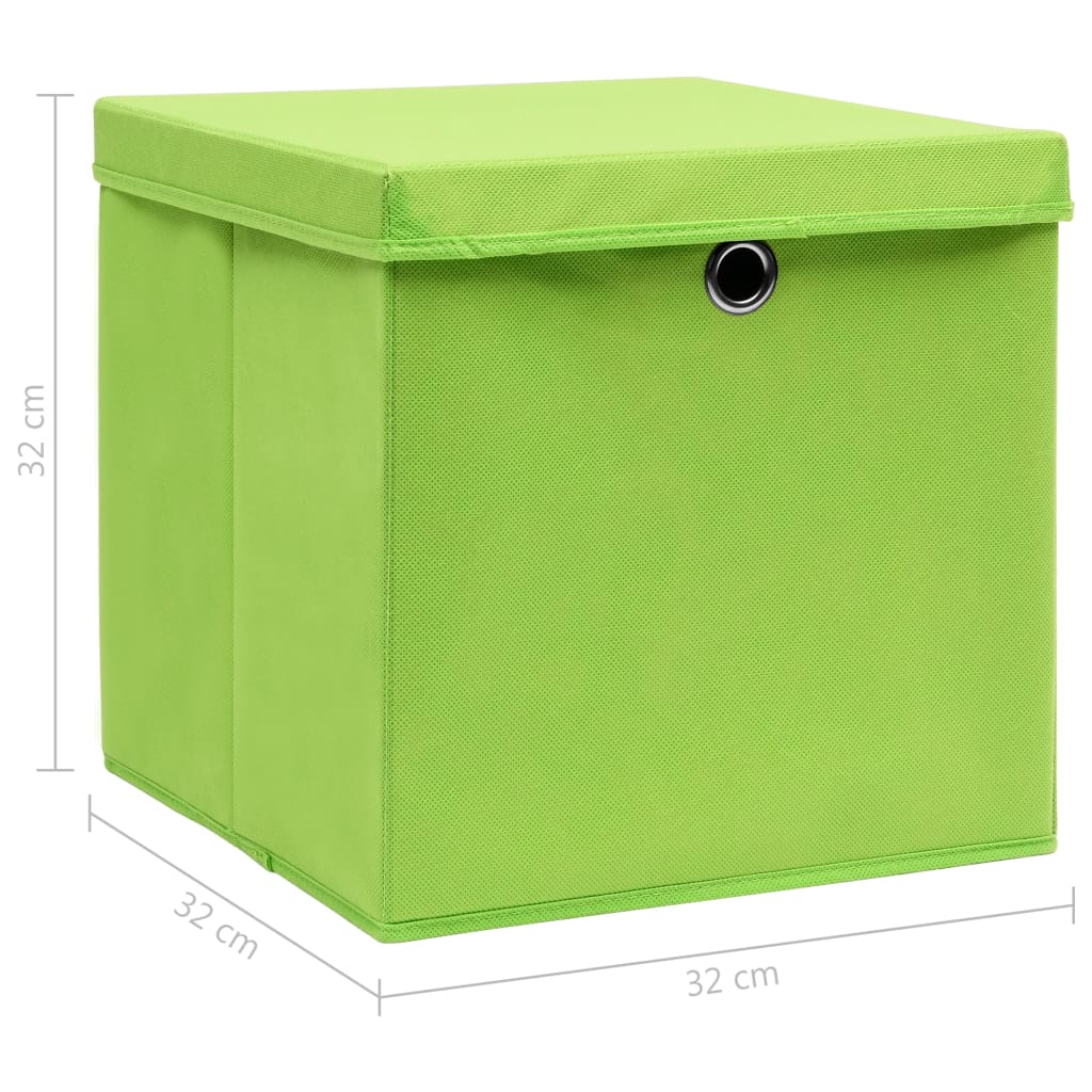 Aufbewahrungsboxen mit Deckeln 4 Stk. Grün 32x32x32 cm Stoff