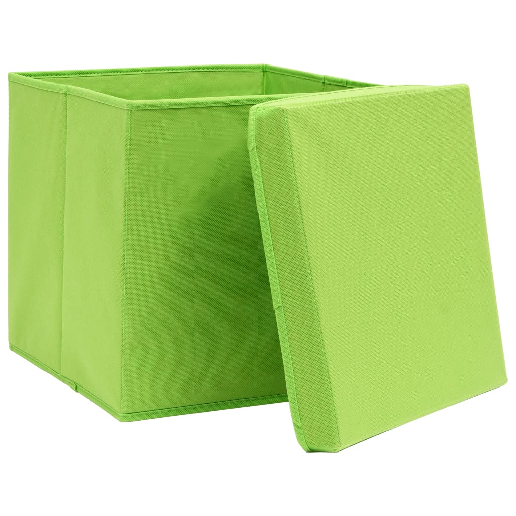 Aufbewahrungsboxen mit Deckeln 10 Stk. Grün 32x32x32 cm Stoff
