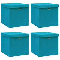 Thumbnail for Aufbewahrungsboxen mit Deckeln 4 Stk. Babyblau 32x32x32cm Stoff