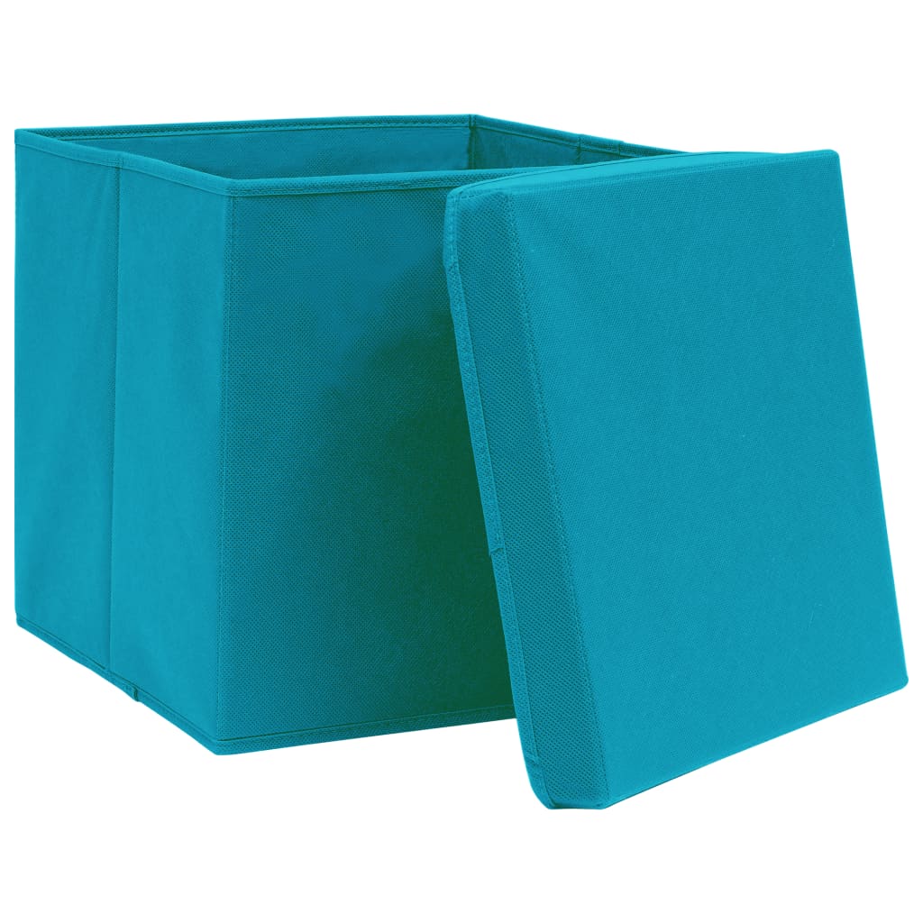 Aufbewahrungsboxen mit Deckeln 10Stk. Babyblau 32x32x32cm Stoff