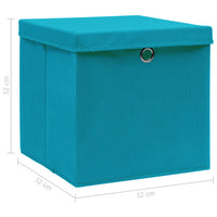 Thumbnail for Aufbewahrungsboxen mit Deckeln 10Stk. Babyblau 32x32x32cm Stoff