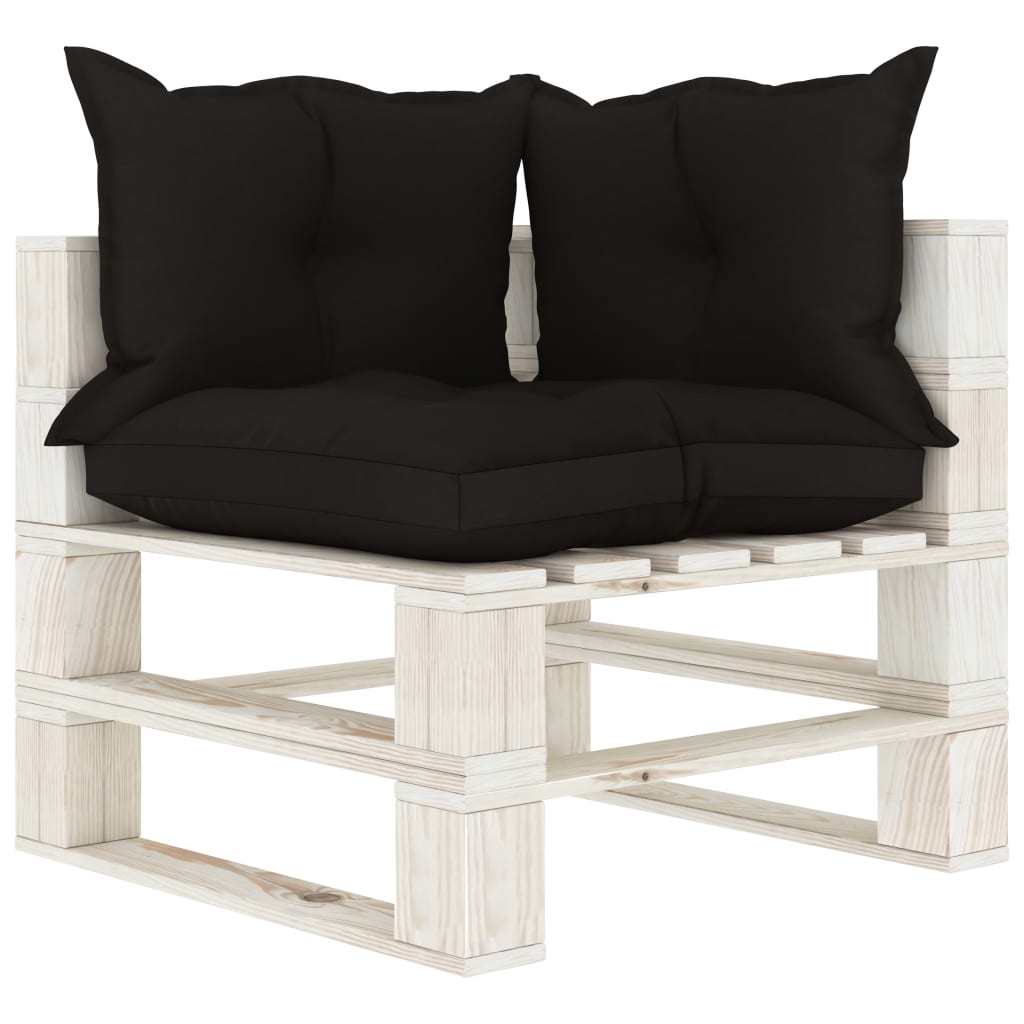 Garten-Palettensofa 3-Sitzer mit schwarzen Kissen Holz