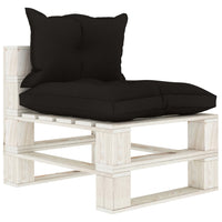 Thumbnail for Garten-Palettensofa 3-Sitzer mit schwarzen Kissen Holz