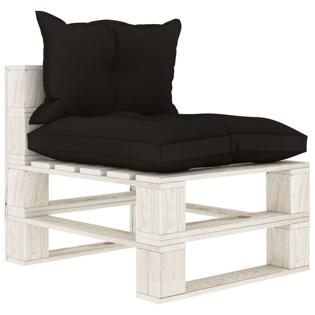 Garten-Palettensofa 4-Sitzer mit Kissen in Schwarz Holz
