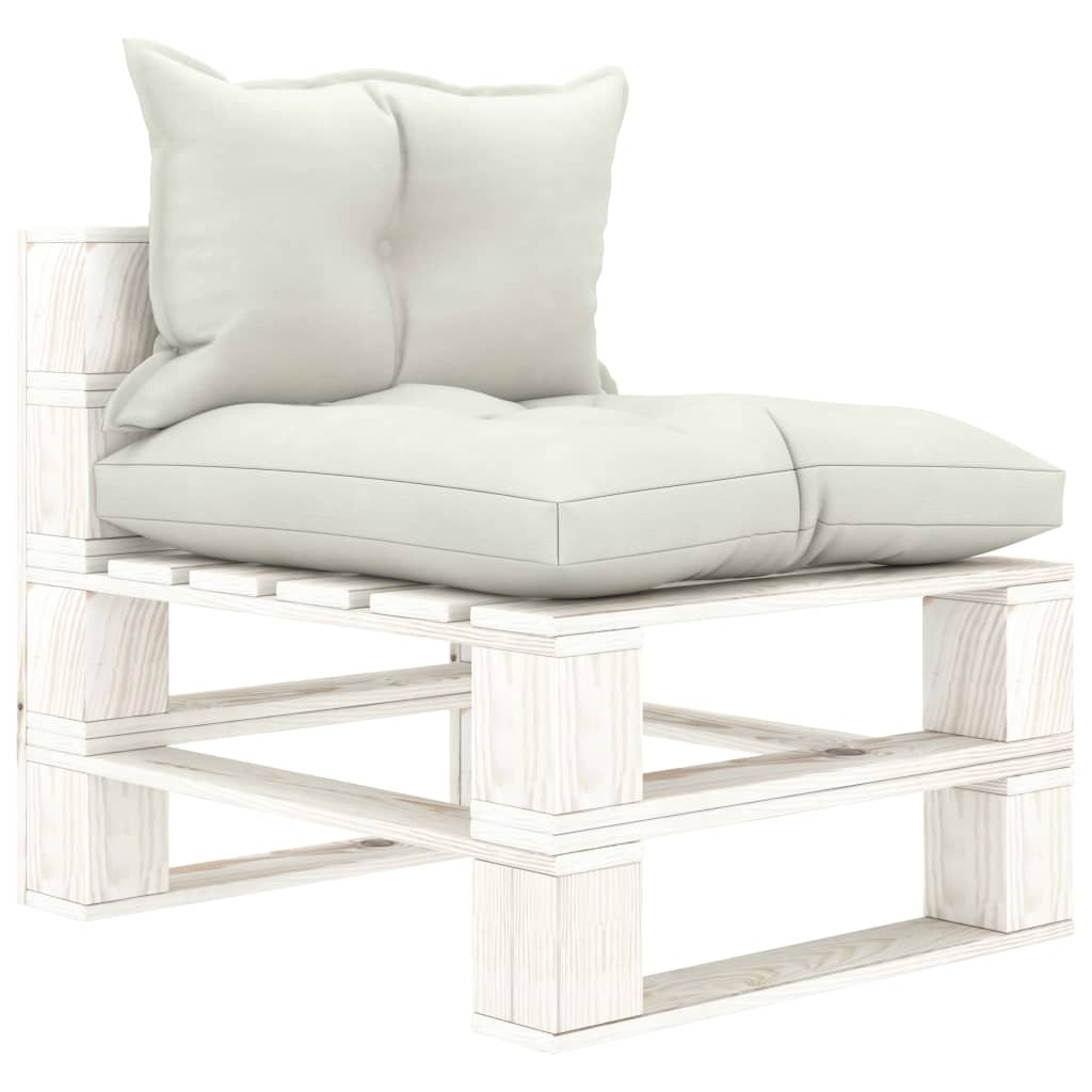 Garten-Palettensofa 4-Sitzer mit Kissen in Beige Holz