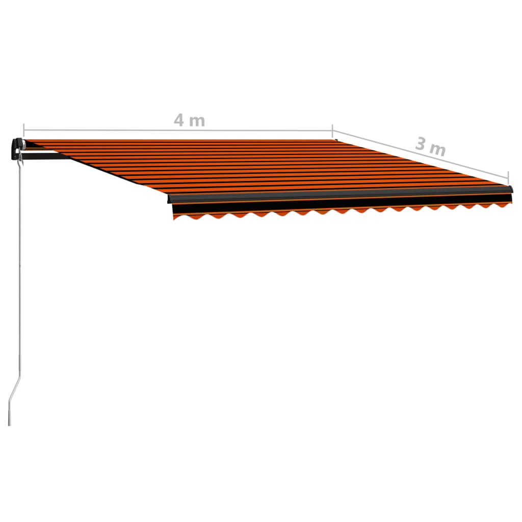 Markise Manuell Einziehbar LED 400x300 cm Orange & Braun