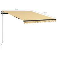 Thumbnail for Einziehbare Markise mit Windsensor & LED 300x250cm Gelb Weiß