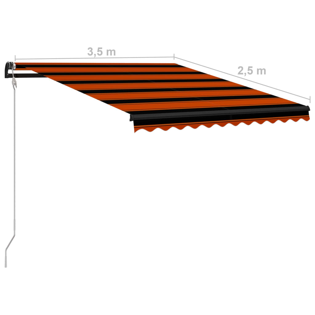 Einziehbare Markise mit Windsensor & LED 350x250cm Orange Braun