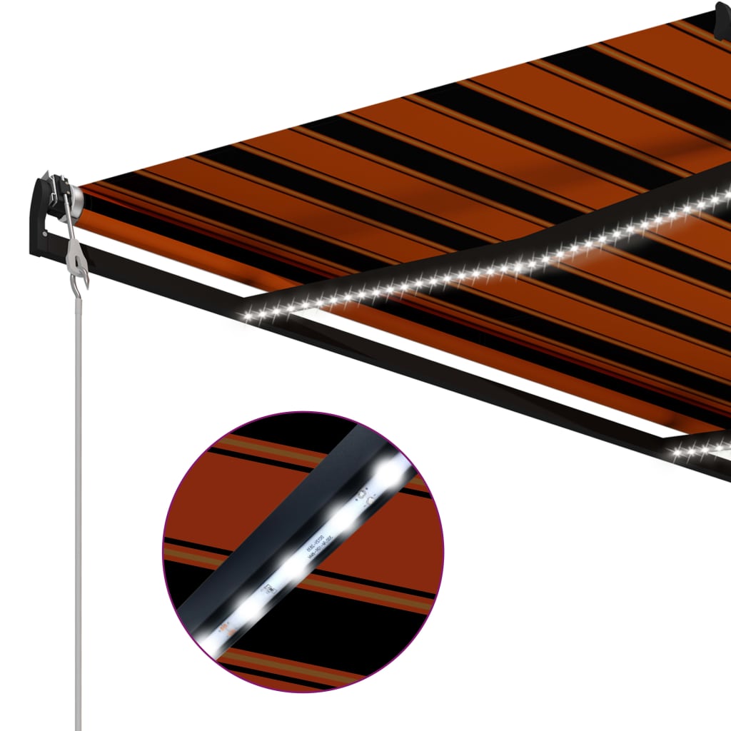 Einziehbare Markise mit Windsensor & LED 400x300cm Orange Braun