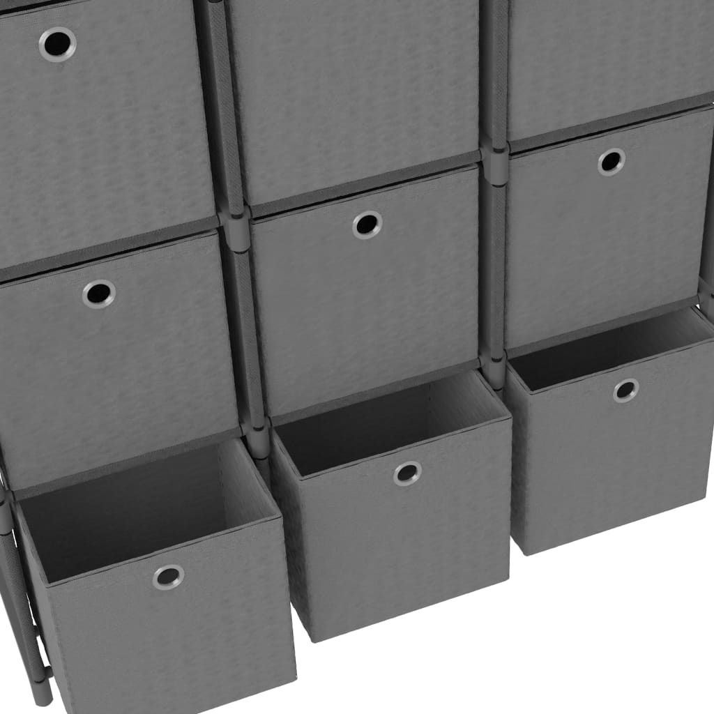 Würfel-Regal mit Boxen 12 Fächer Grau 103x30x141 cm Stoff