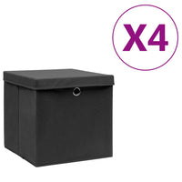 Thumbnail for Aufbewahrungsboxen mit Deckeln 4 Stk. 28x28x28 cm Schwarz