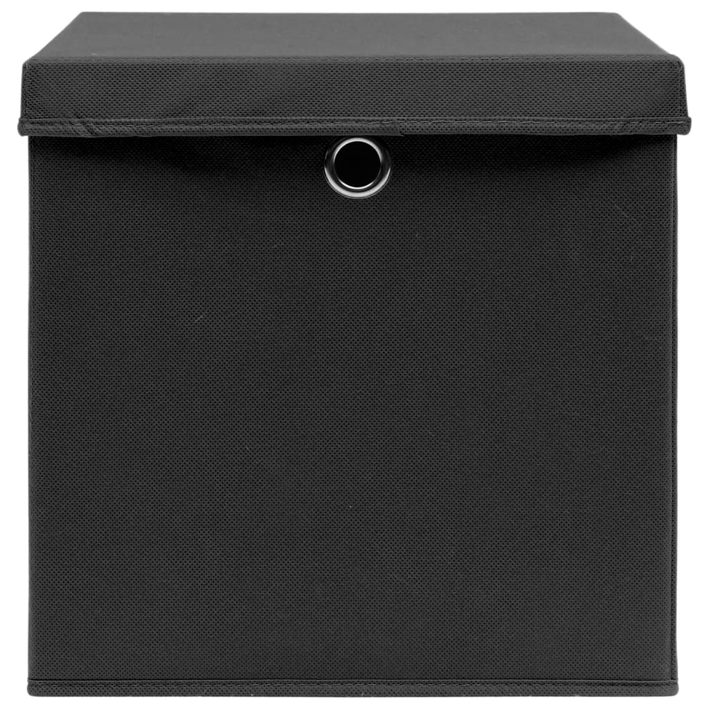 Aufbewahrungsboxen mit Deckeln 4 Stk. 28x28x28 cm Schwarz