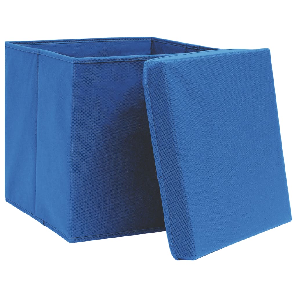 Aufbewahrungsboxen mit Deckeln 10 Stk. 28x28x28 cm Blau