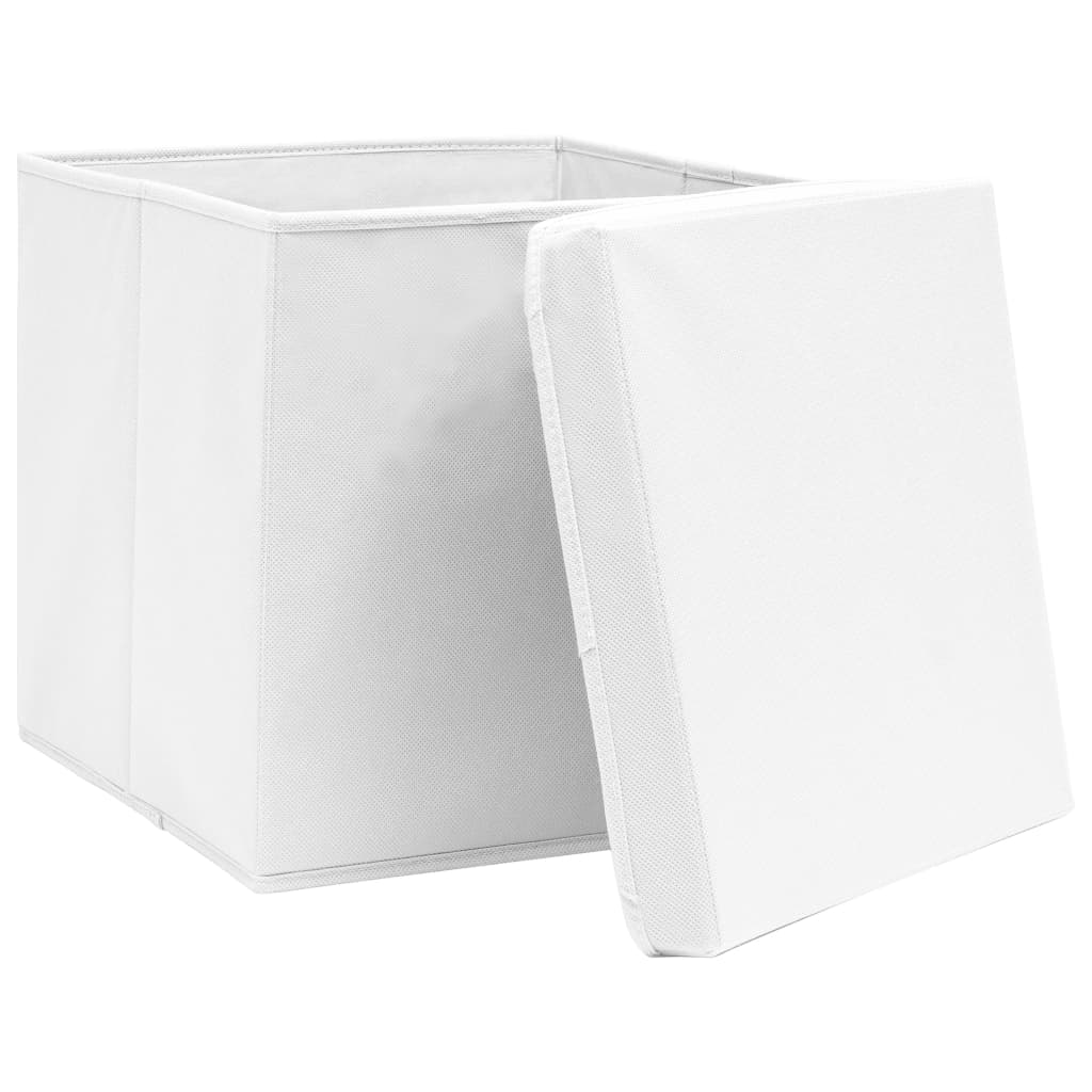 Aufbewahrungsboxen mit Deckeln 10 Stk. 28x28x28 cm Weiß
