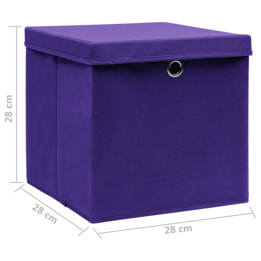 Aufbewahrungsboxen mit Deckeln 4 Stk. 28x28x28 cm Lila