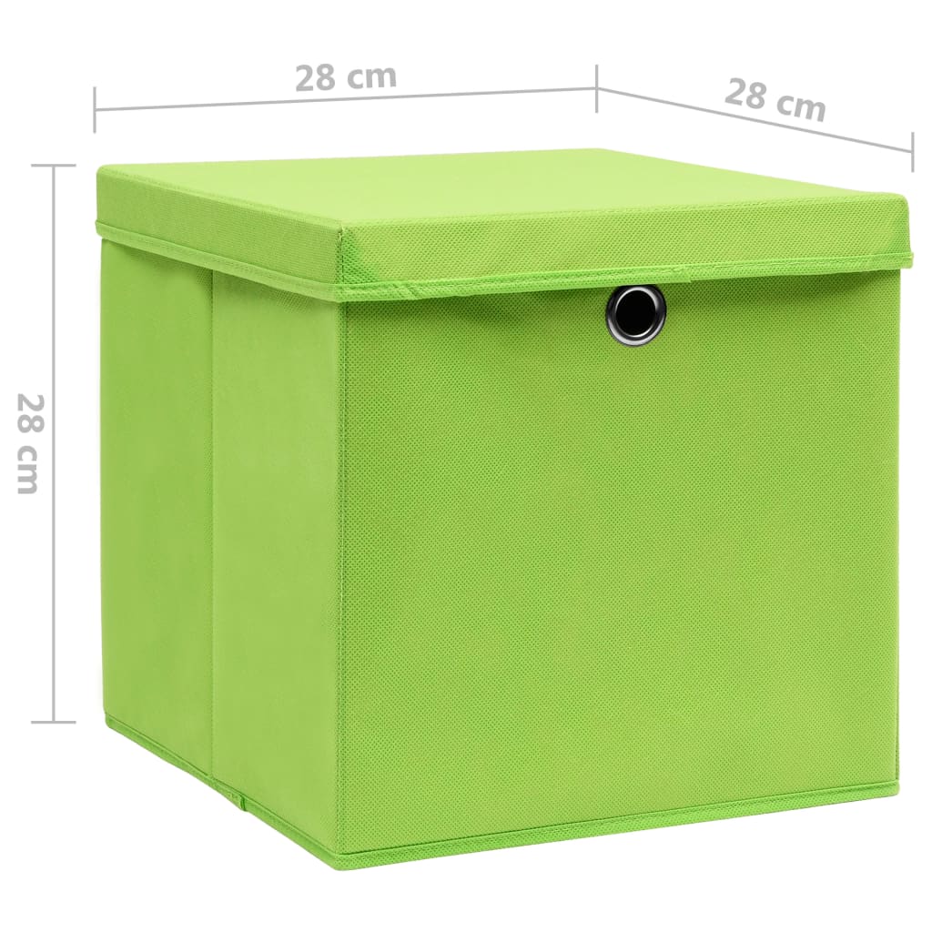 Aufbewahrungsboxen mit Deckeln 4 Stk. 28x28x28 cm Grün