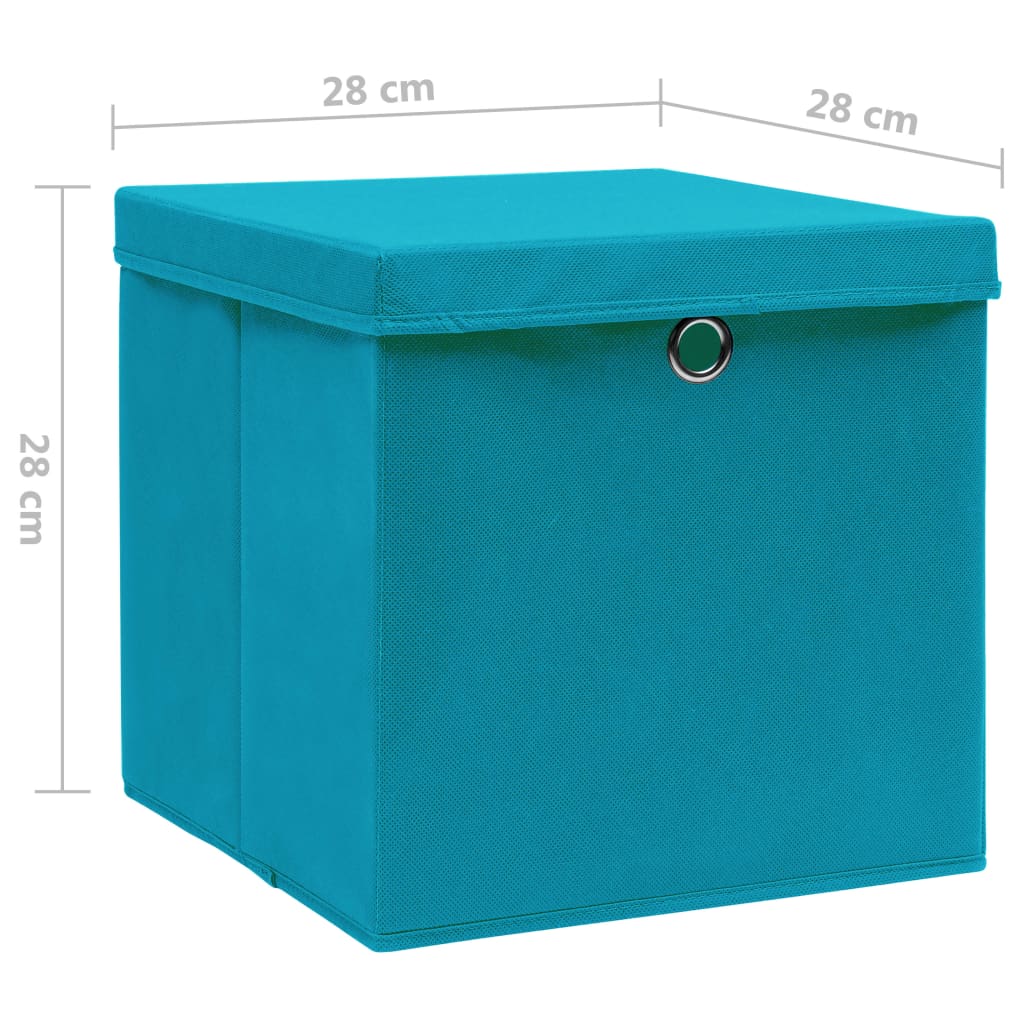 Aufbewahrungsboxen mit Deckeln 4 Stk. 28x28x28 cm Babyblau