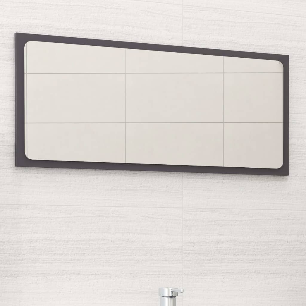 Badspiegel Hochglanz-Grau 80x1,5x37 cm Holzwerkstoff