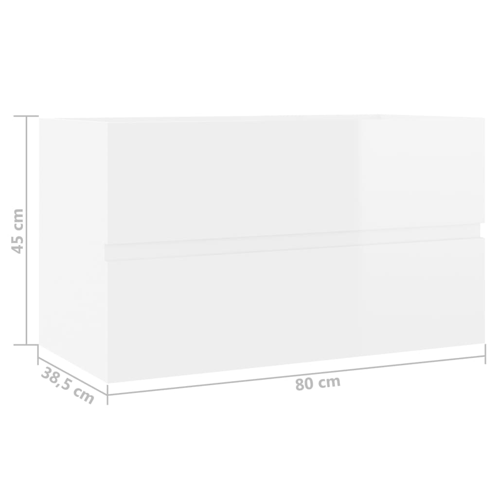 Waschbeckenunterschrank Hochglanz-Weiß 80x38,5x45 cm