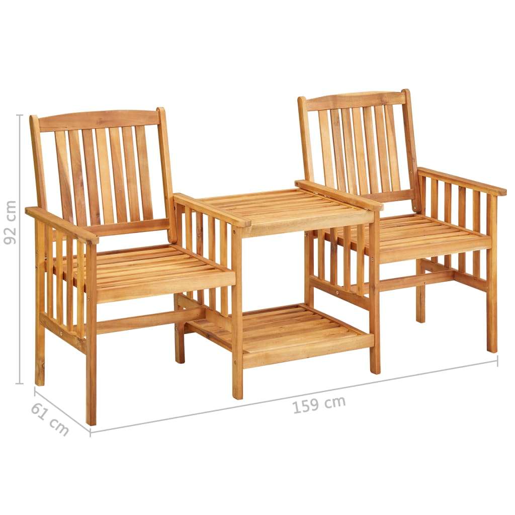 Gartenstühle mit Teetisch und Kissen Akazie Massivholz