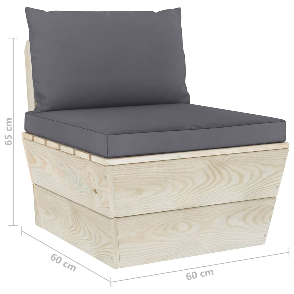Garten-Palettensofa 3-Sitzer mit Kissen Fichtenholz