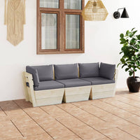 Thumbnail for Garten-Palettensofa 3-Sitzer mit Kissen Fichtenholz