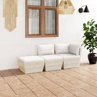 Thumbnail for 3-tlg. Garten-Sofagarnitur aus Paletten mit Kissen Fichtenholz
