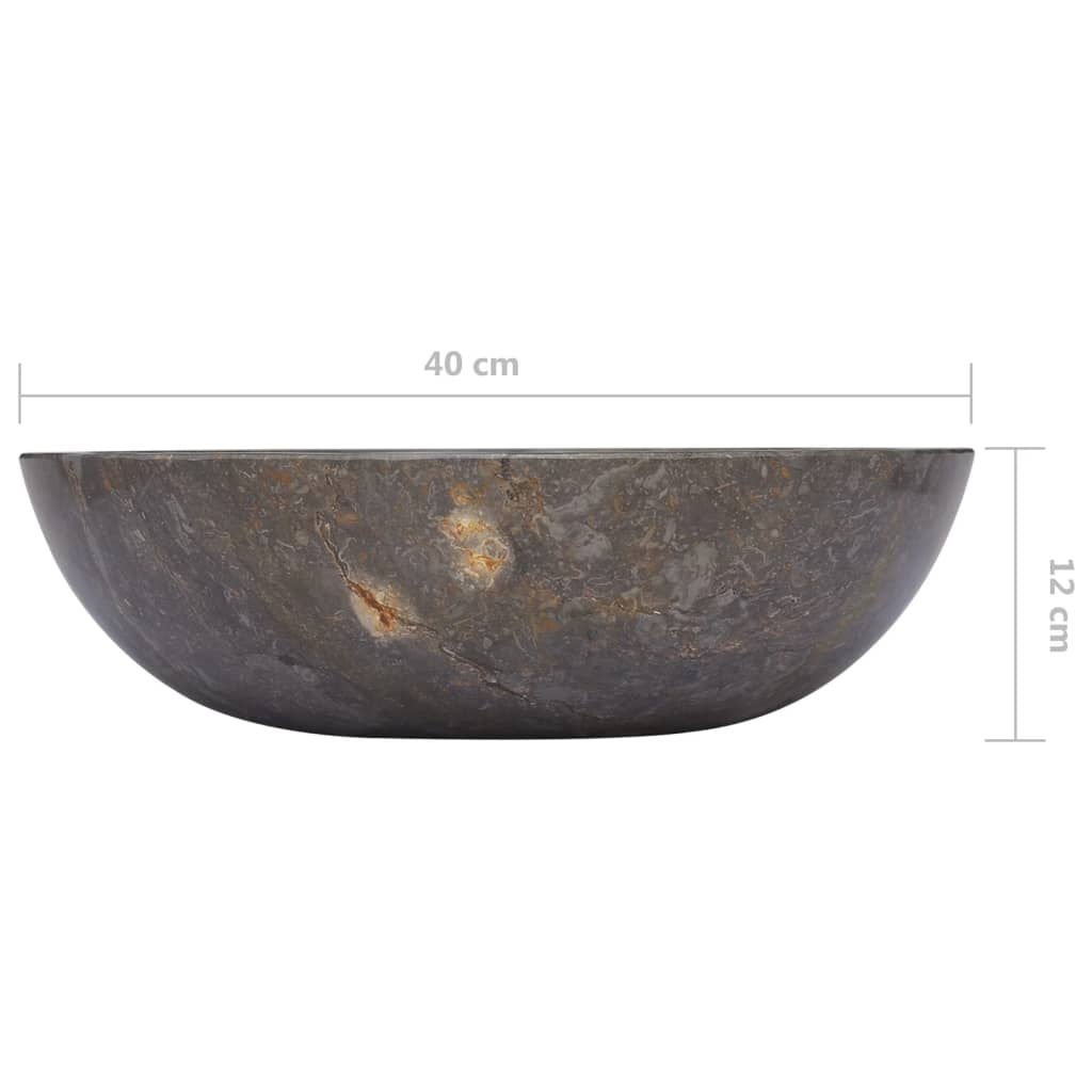 Waschbecken Grau Ø40x12 cm Marmor