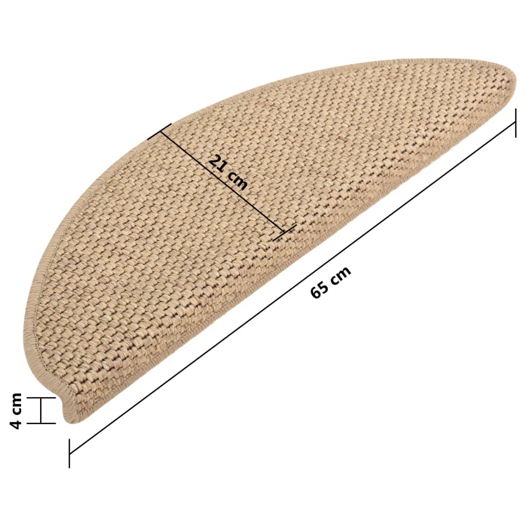 Treppenmatten Selbstklebend Sisal-Optik 15 Stk. 65x21x4 cm Sand